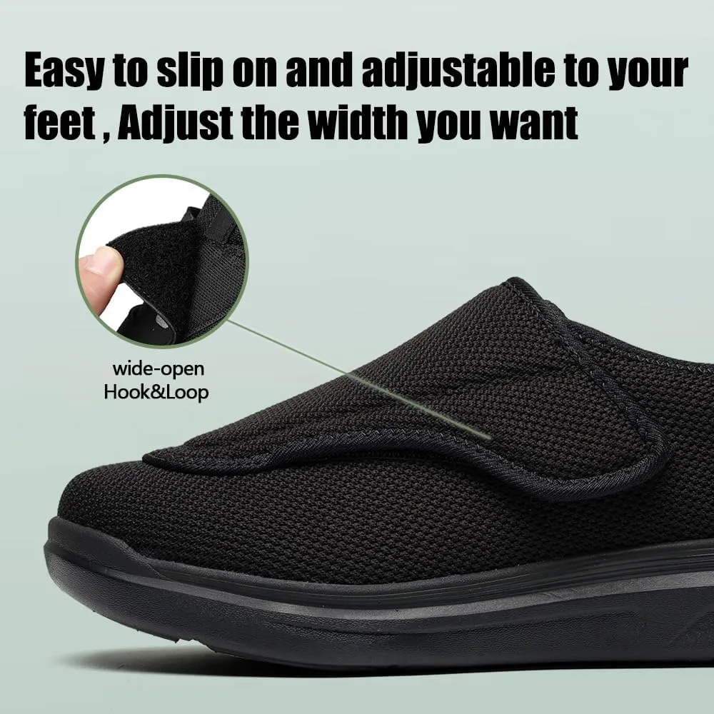 Aipaisteps Mens Extra Wide Diabetic Shoes Adjustable Walking Shoes for Swollen Feet Orthopedic Relief Foot Pain Neuropathy Shoes