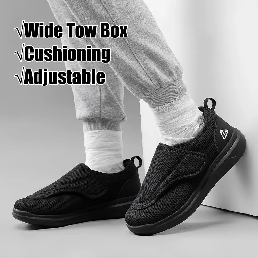 Aipaisteps Mens Extra Wide Diabetic Shoes Adjustable Walking Shoes for Swollen Feet Orthopedic Relief Foot Pain Neuropathy Shoes