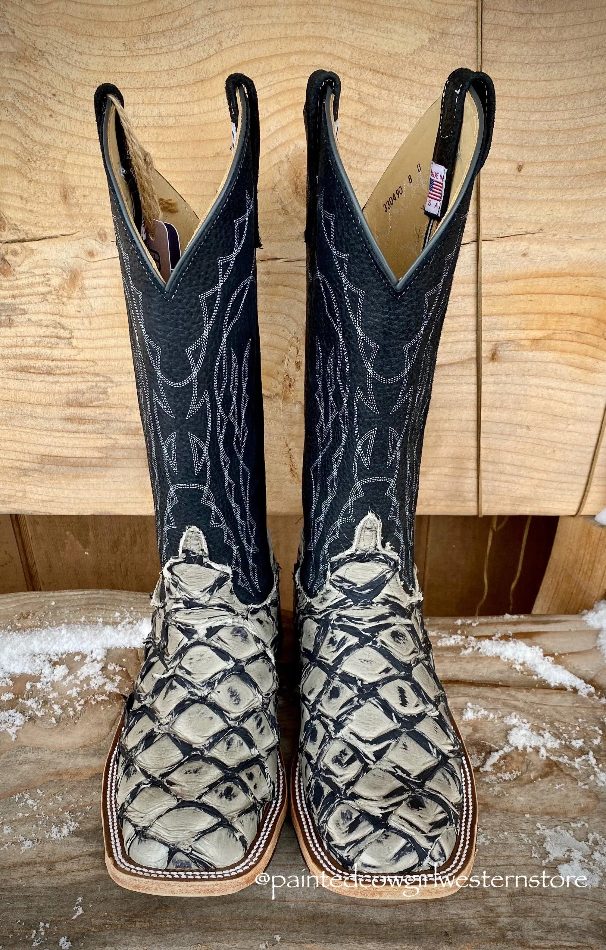 Mens Anderson Bean Stone Cold Big Bass Arapaima Square Toe Cowboy Boots 330490