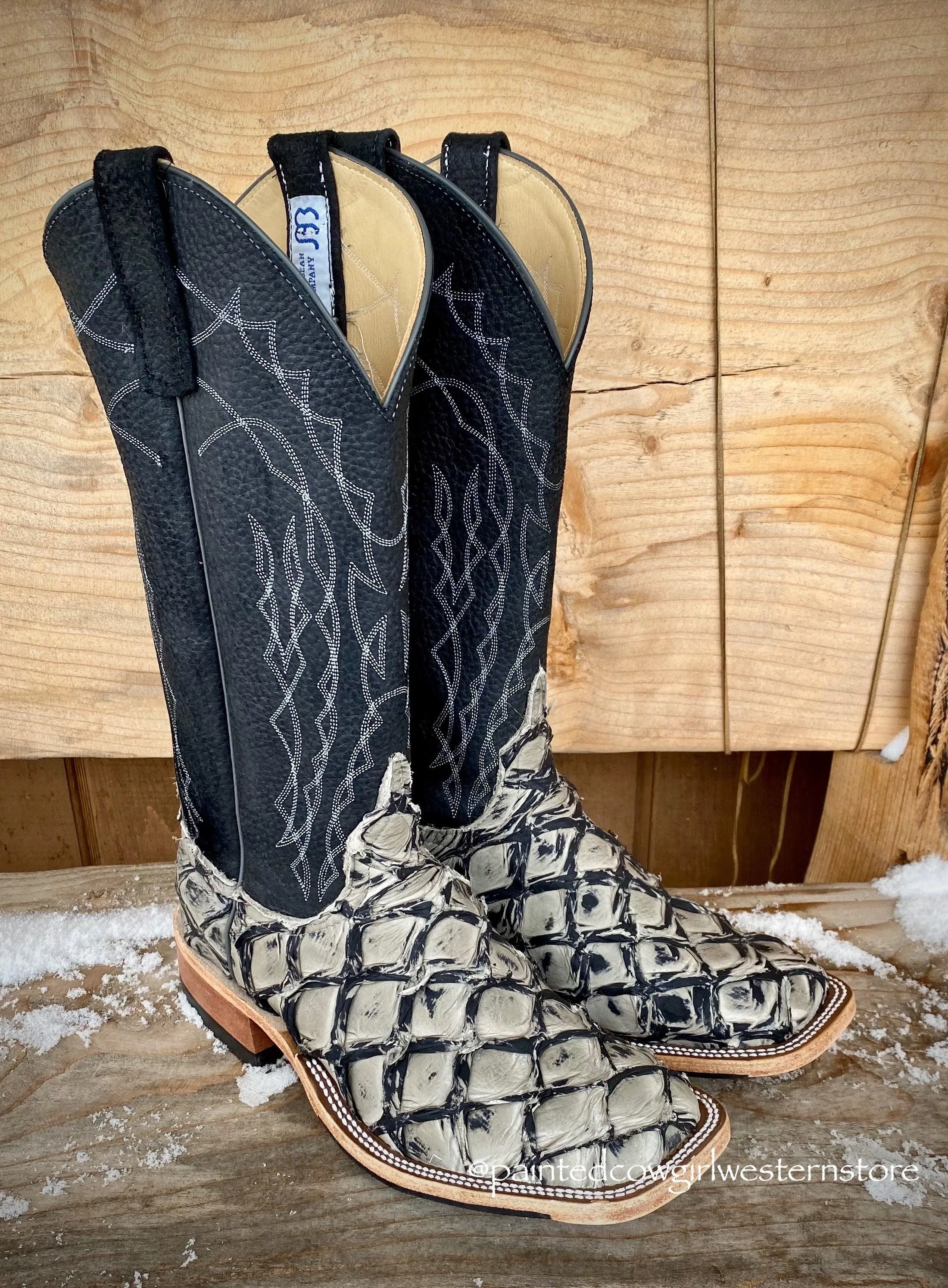 Mens Anderson Bean Stone Cold Big Bass Arapaima Square Toe Cowboy Boots 330490