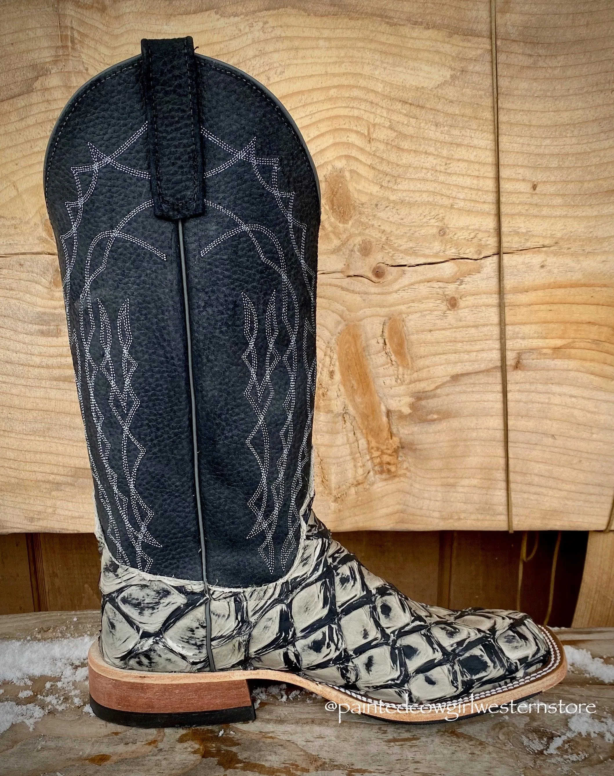 Mens Anderson Bean Stone Cold Big Bass Arapaima Square Toe Cowboy Boots 330490