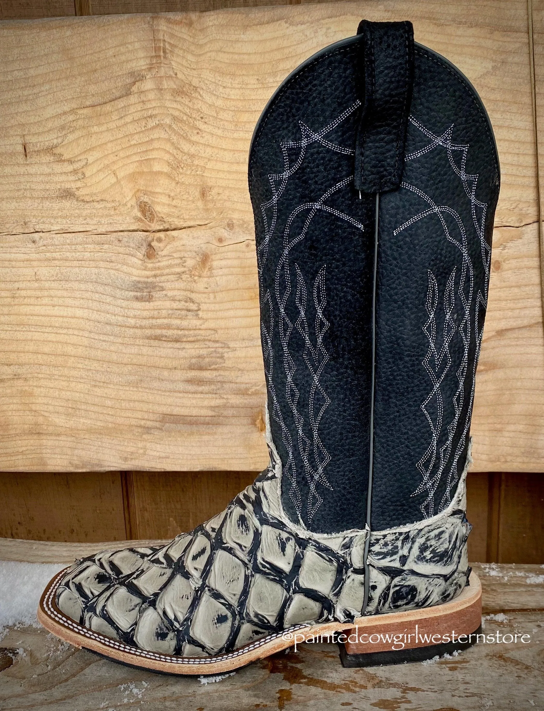 Mens Anderson Bean Stone Cold Big Bass Arapaima Square Toe Cowboy Boots 330490