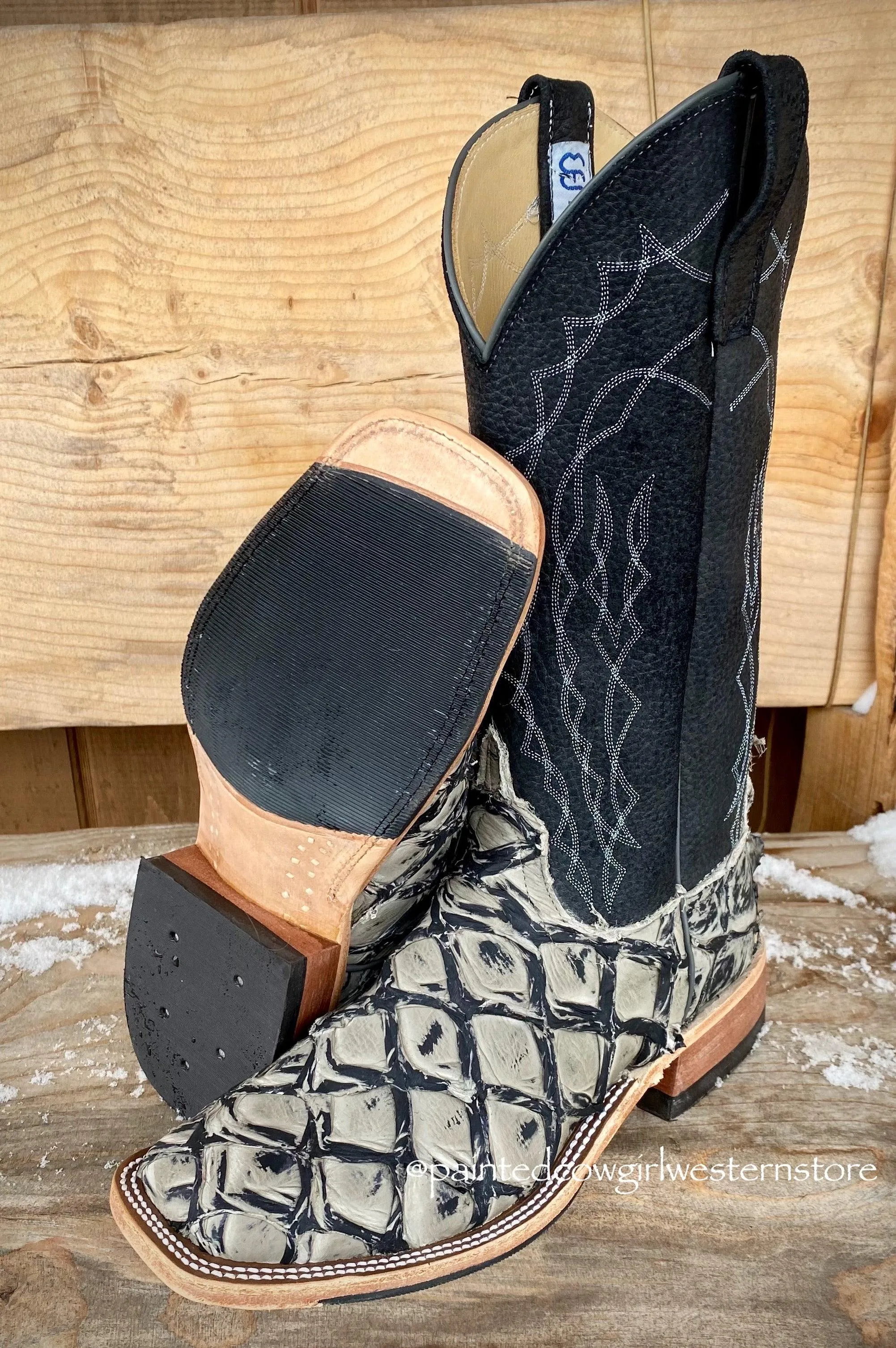 Mens Anderson Bean Stone Cold Big Bass Arapaima Square Toe Cowboy Boots 330490