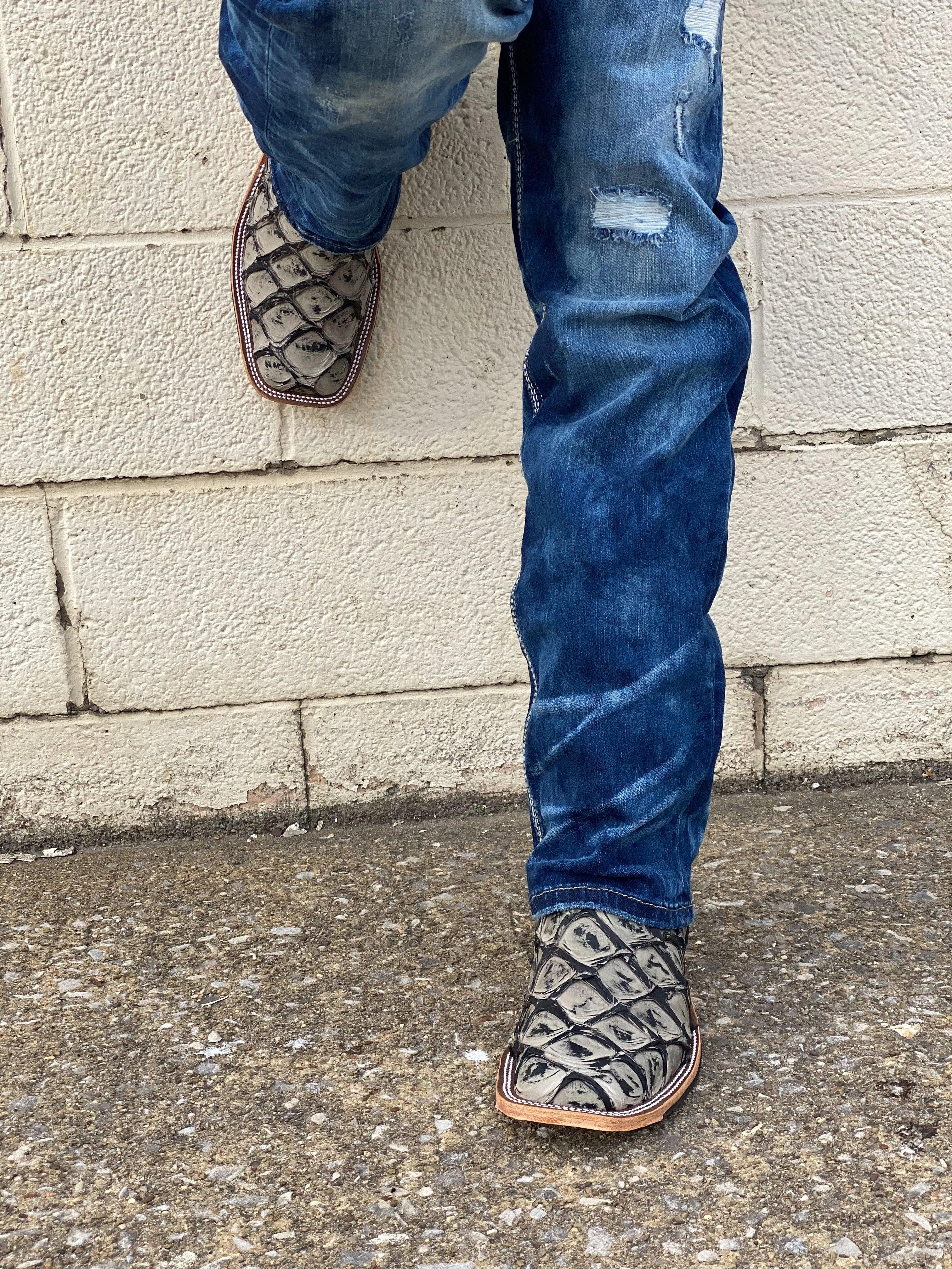 Mens Anderson Bean Stone Cold Big Bass Arapaima Square Toe Cowboy Boots 330490