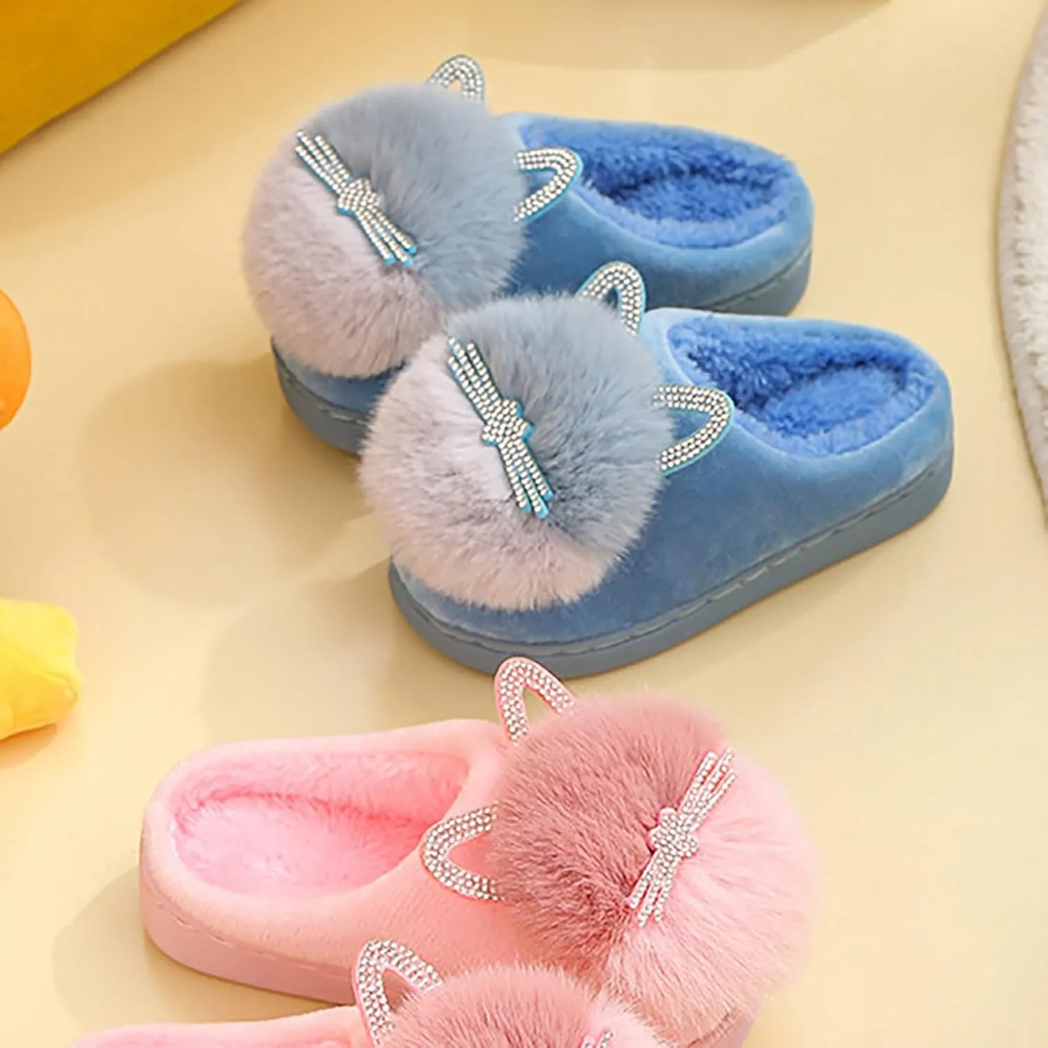 Big Girl Shoe Kids Children's Boys Girls Winter Fall Plush Shoes Indoor Warm and Cute Flock Softball Sandals for Girls