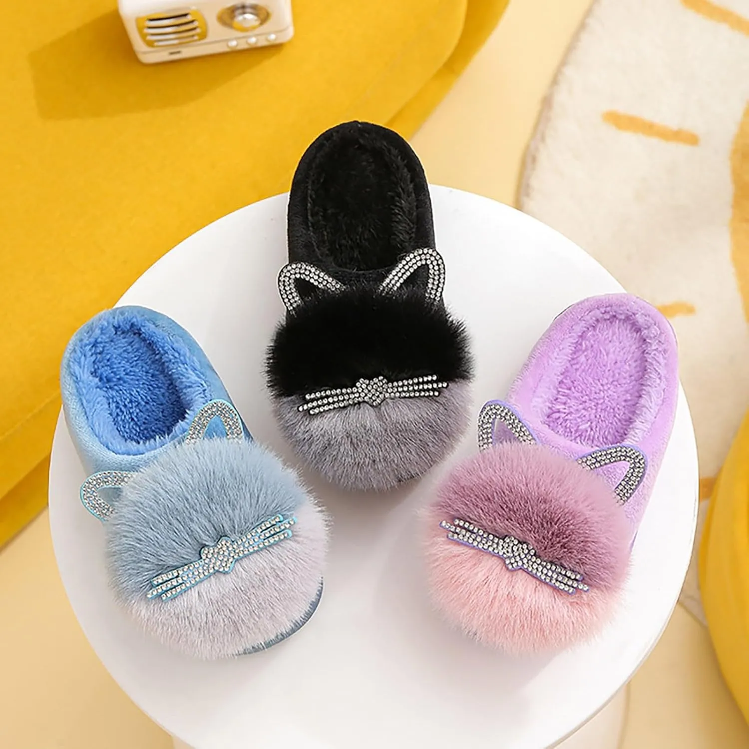 Big Girl Shoe Kids Children's Boys Girls Winter Fall Plush Shoes Indoor Warm and Cute Flock Softball Sandals for Girls