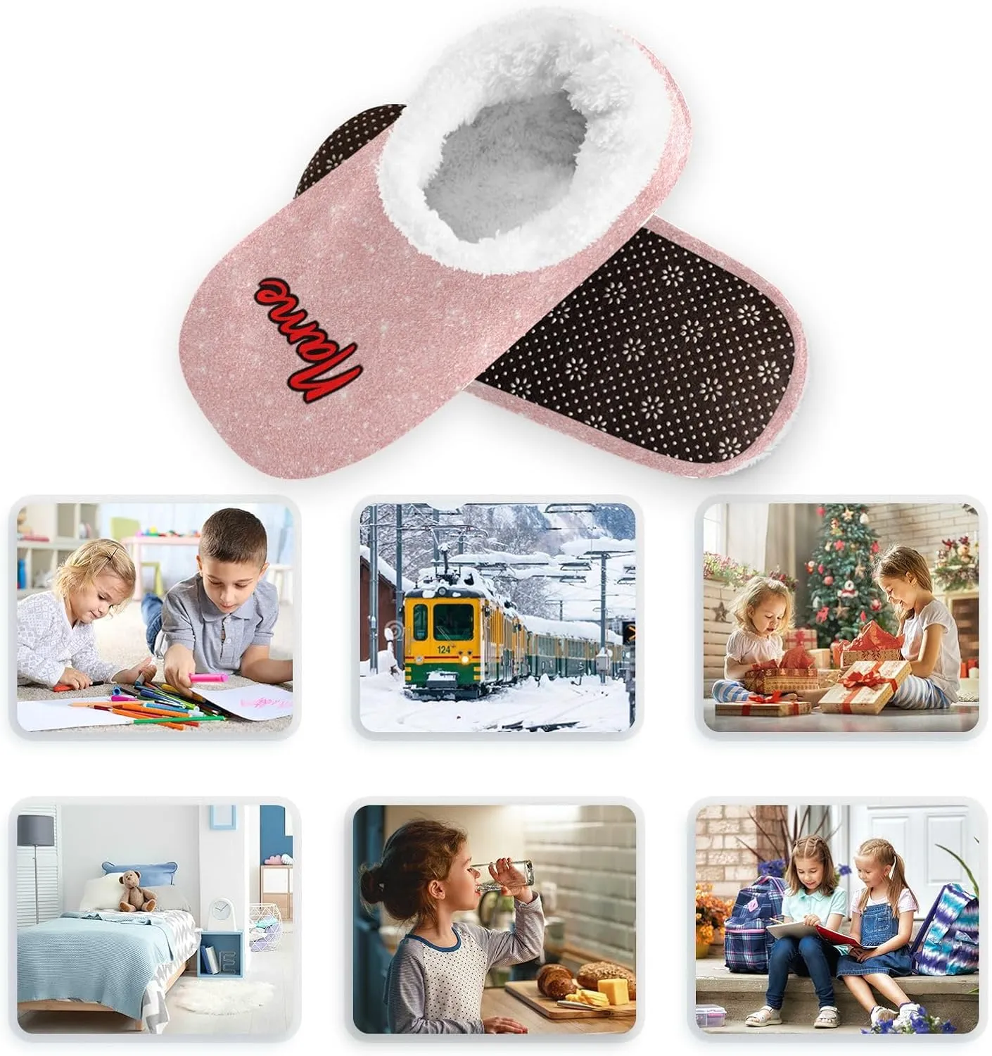 Boccsty Custom Boys Girls Slippers Kids Toddler Slippers Animal Slippers Warm Slippers Winter Slippers