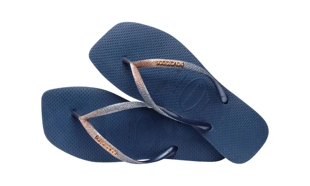 Havaianas Womens Slim Square Glitter Sandal Indigo Blue