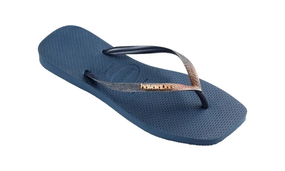 Havaianas Womens Slim Square Glitter Sandal Indigo Blue