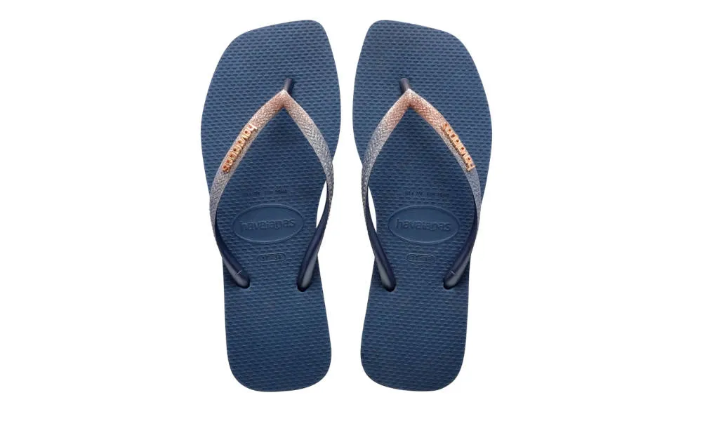 Havaianas Womens Slim Square Glitter Sandal Indigo Blue