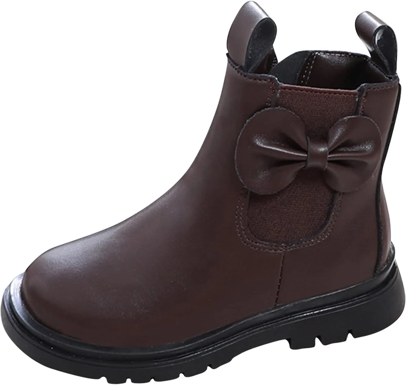 Kids Ankle Boots Little Girls Leather Short Boots Side Zipper Non Slip Nude Work Boots High Heel ombat Boots