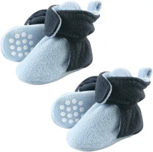 Luvable Friends Fleece Toddler Non Skid Slipper Booties, 2 Pack