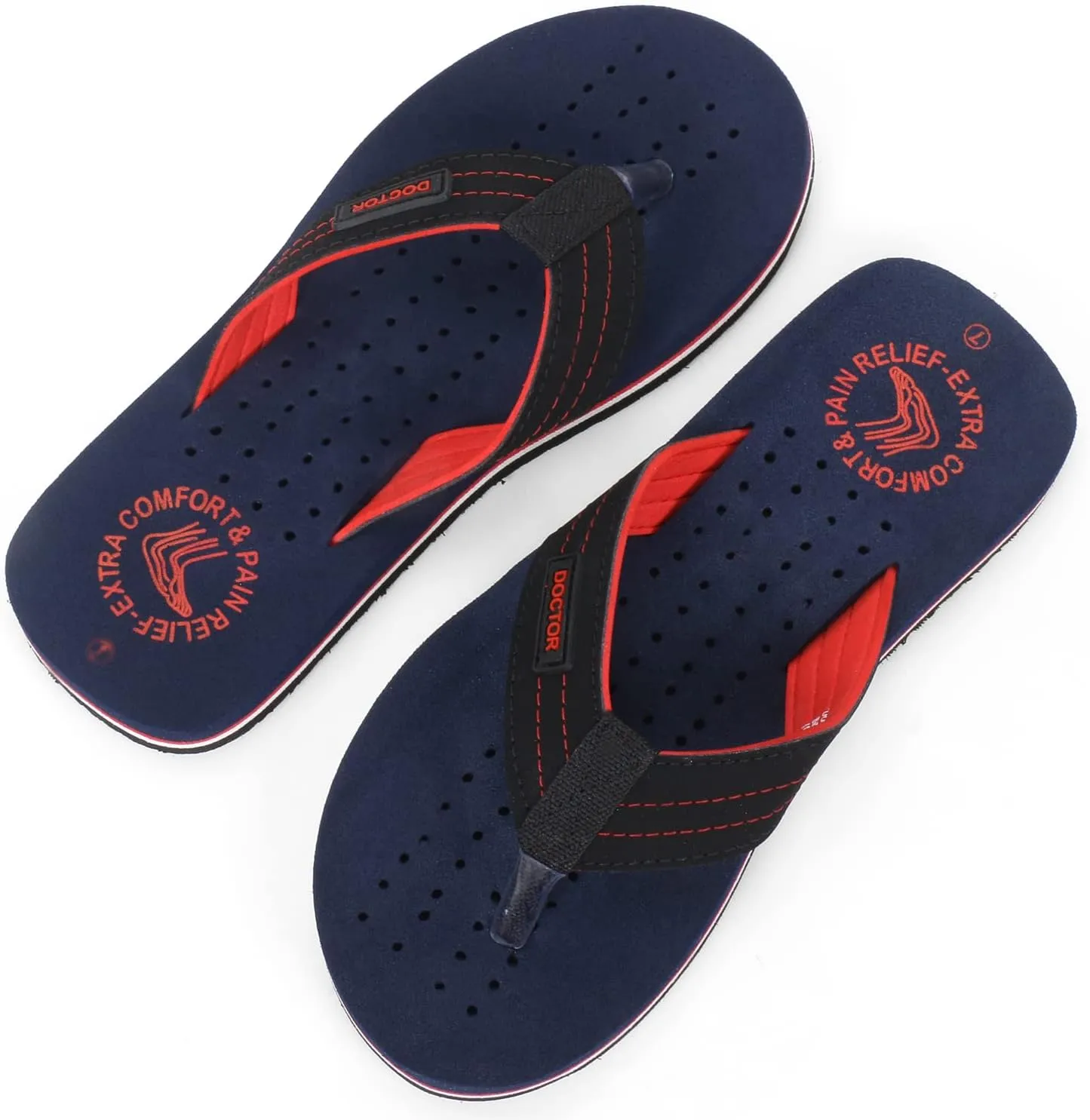Men's Diabetic & Orthopedic Comfort Slipper, Flip-Flop, Black, Flat, Slip On, Rubber Sole, Open Toe, Strapless, EVA, Adults, Male