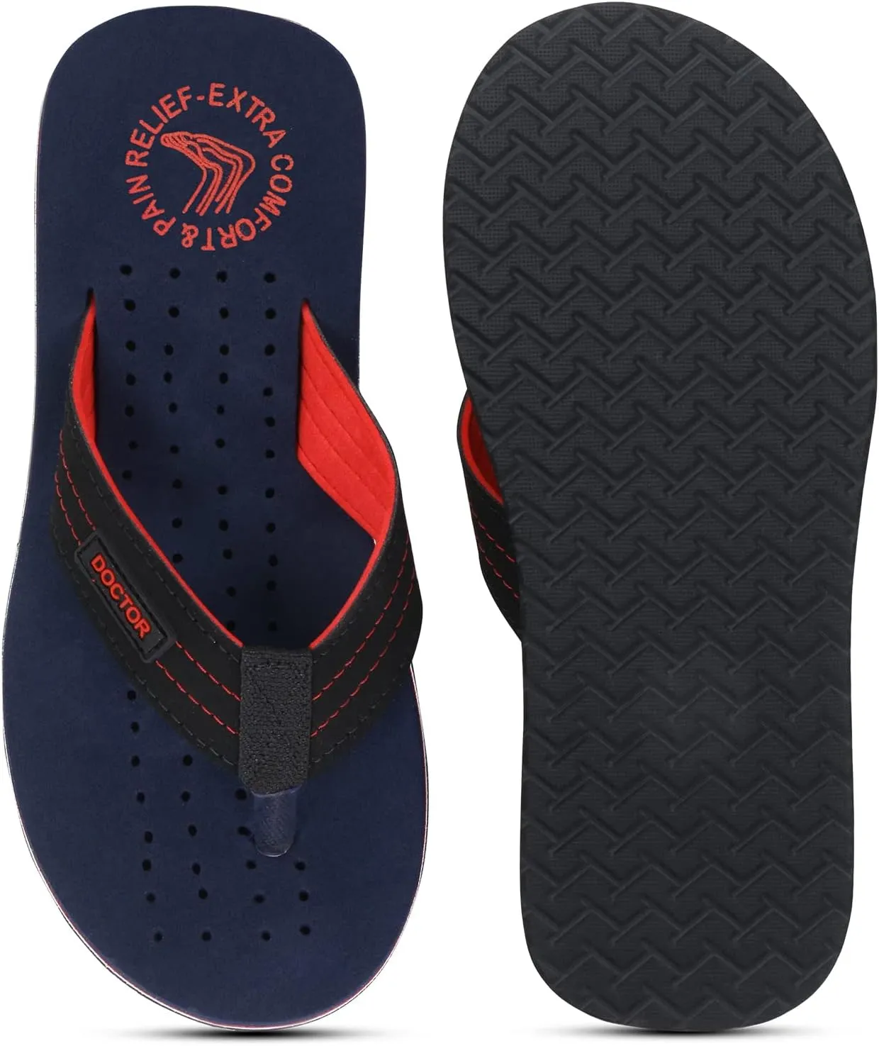 Men's Diabetic & Orthopedic Comfort Slipper, Flip-Flop, Black, Flat, Slip On, Rubber Sole, Open Toe, Strapless, EVA, Adults, Male