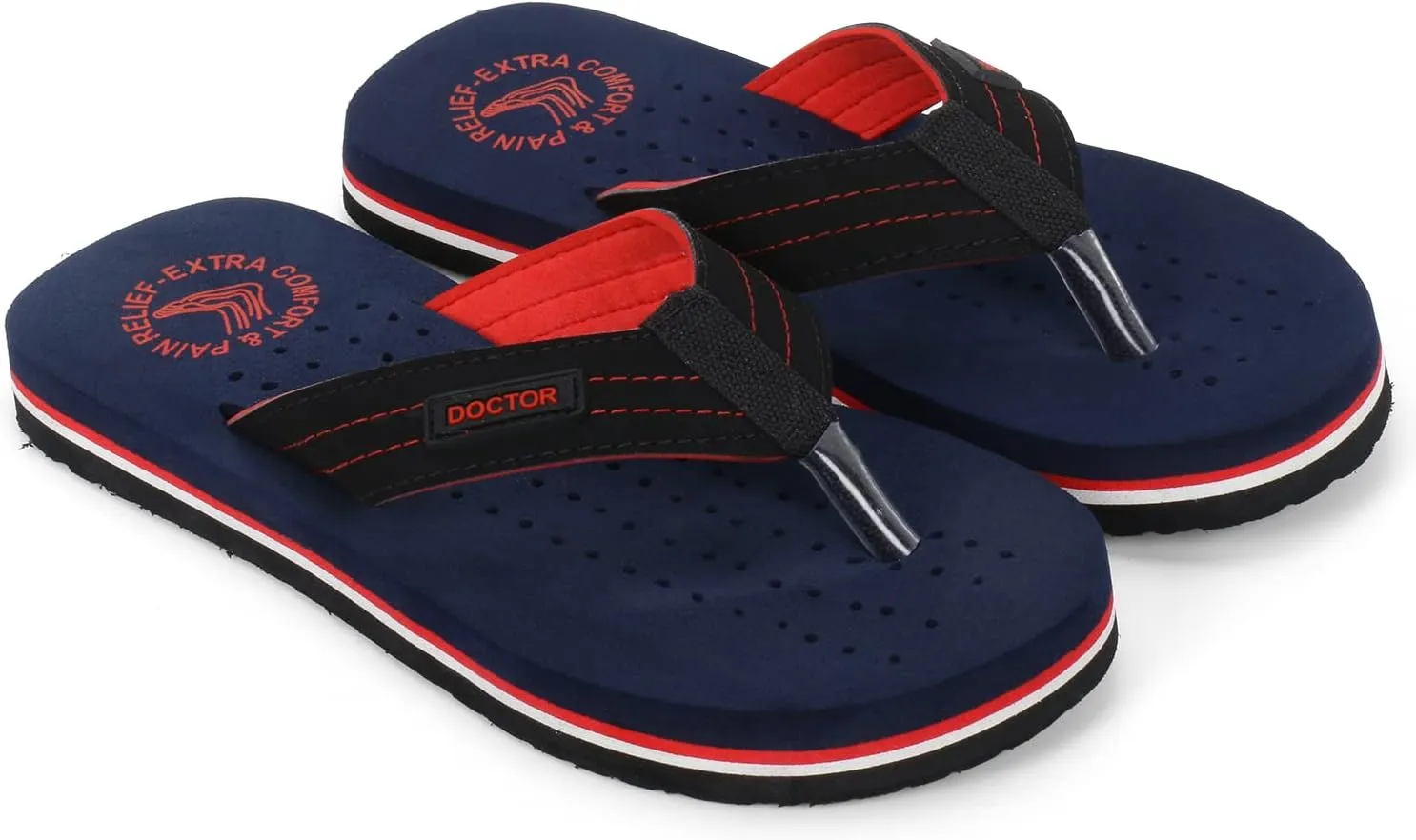 Men's Diabetic & Orthopedic Comfort Slipper, Flip-Flop, Black, Flat, Slip On, Rubber Sole, Open Toe, Strapless, EVA, Adults, Male