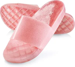 Roxoni Women's Summer Flip Flop Open Toe Jelly Glitter Slide Sandal Slippers