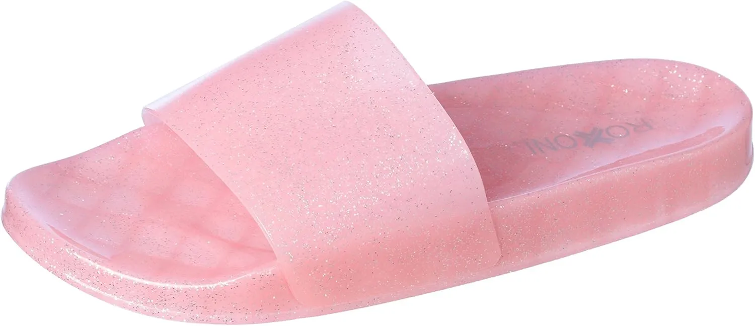 Roxoni Women's Summer Flip Flop Open Toe Jelly Glitter Slide Sandal Slippers