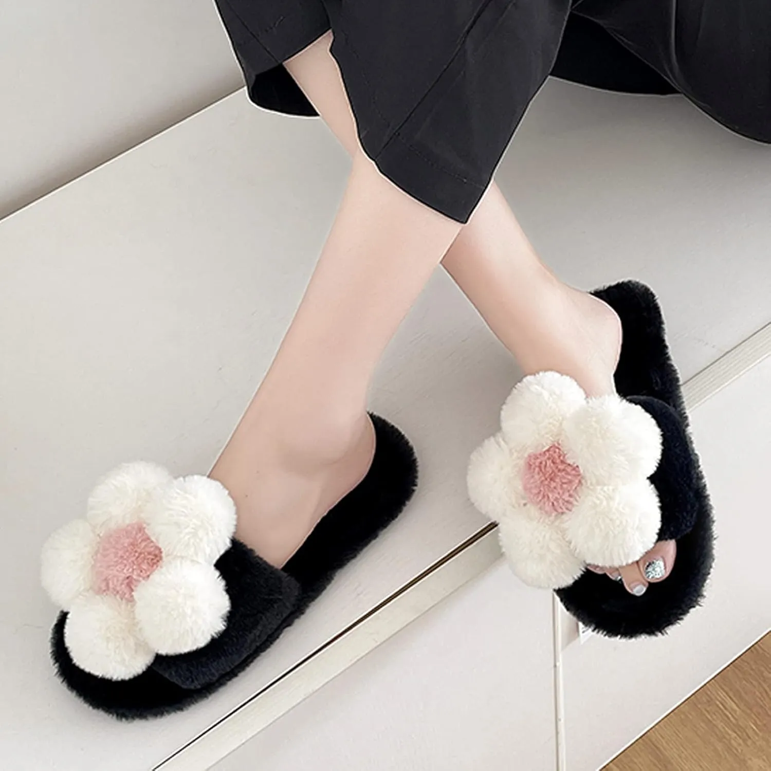 SBGMoSJ Matching Bedroom Slippers for Couples Waterproof Snow Slippers House Slippers for Women Fluffy Slippers for Men Memory Foam Christmas Stocking Stuffers Gifts for Wife 2023