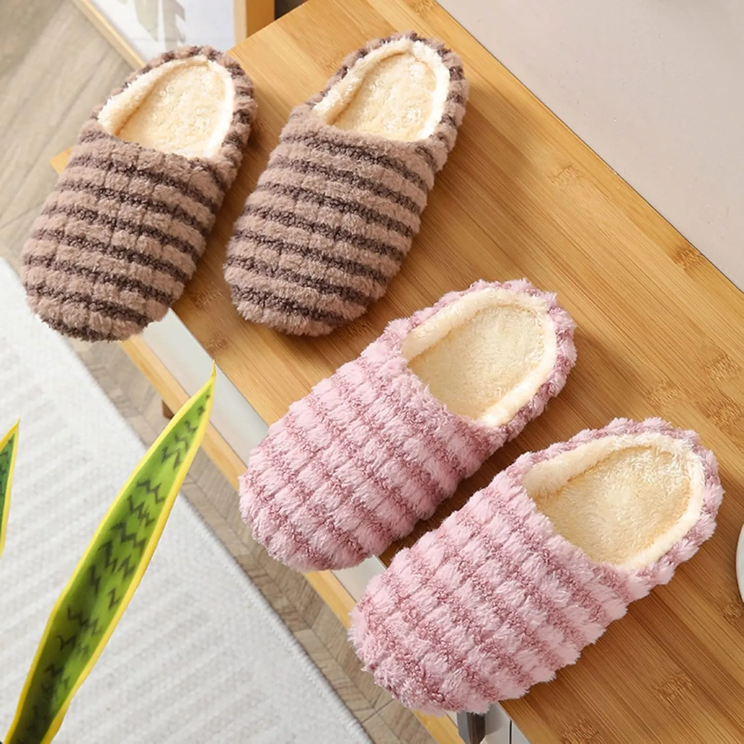 SBGMoSJ Matching Bedroom Slippers for Couples Waterproof Snow Slippers House Slippers for Women Fluffy Slippers for Men Memory Foam Christmas Stocking Stuffers Gifts for Wife 2023