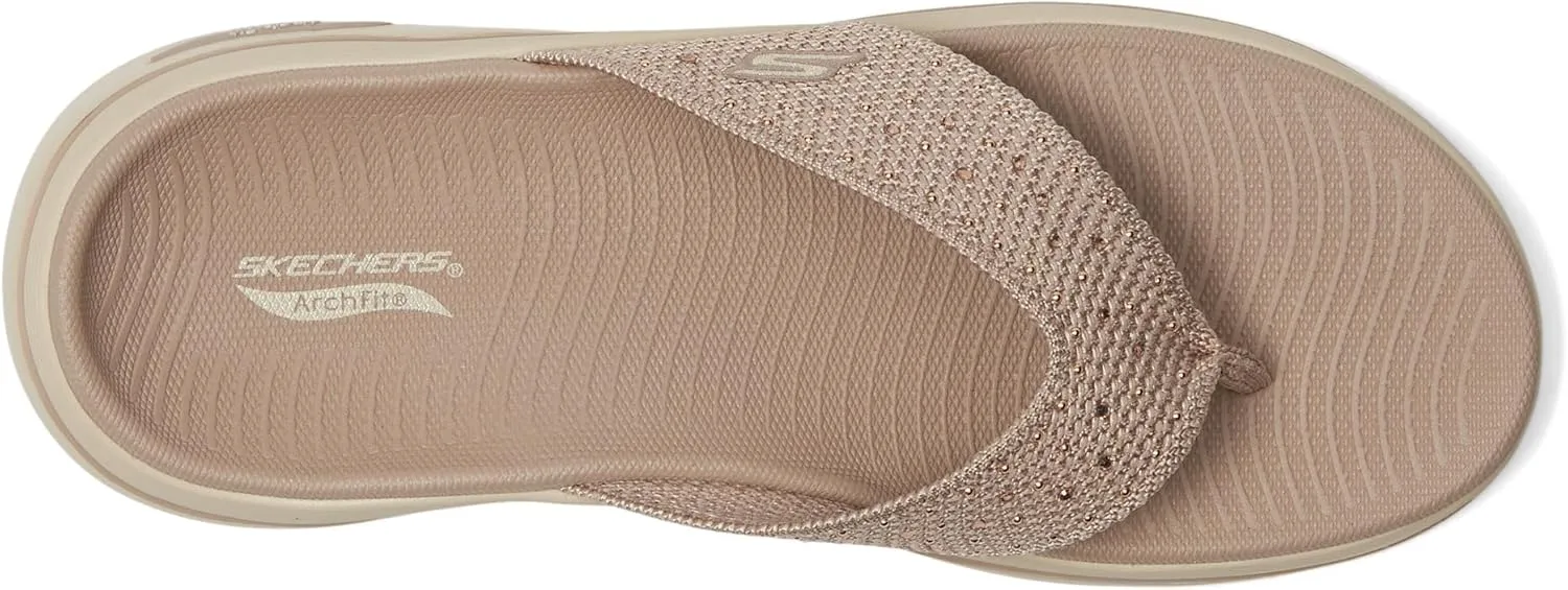 SKECHERS Women's Arch Fit 2.0 3-pt Rhinestone Sandal Flip-Flop