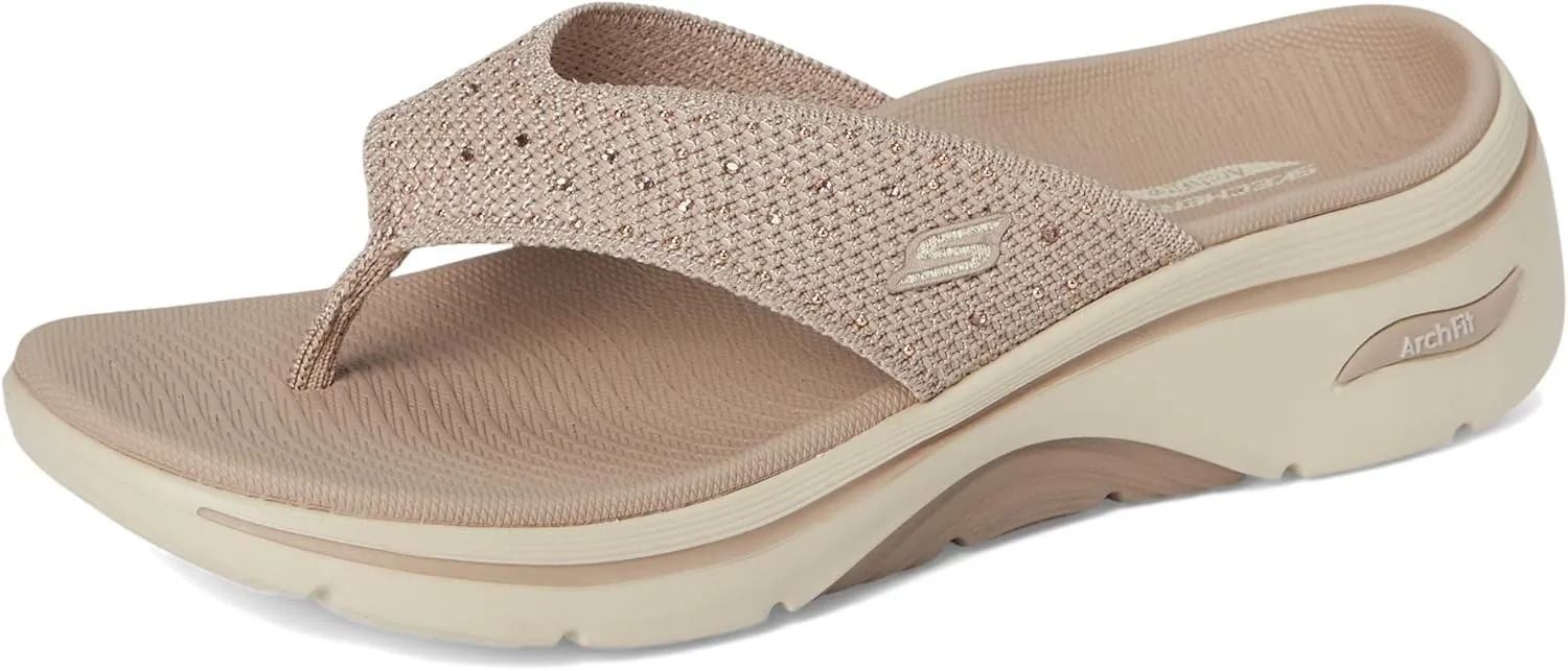SKECHERS Women's Arch Fit 2.0 3-pt Rhinestone Sandal Flip-Flop