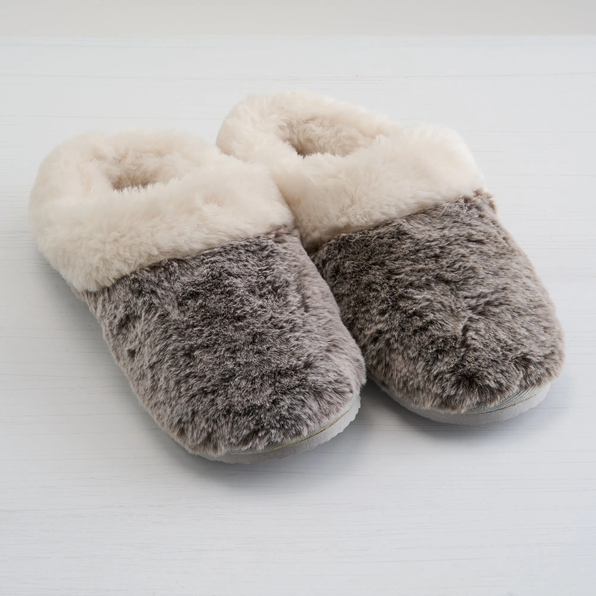 Tipped Fur Scuff Slippers