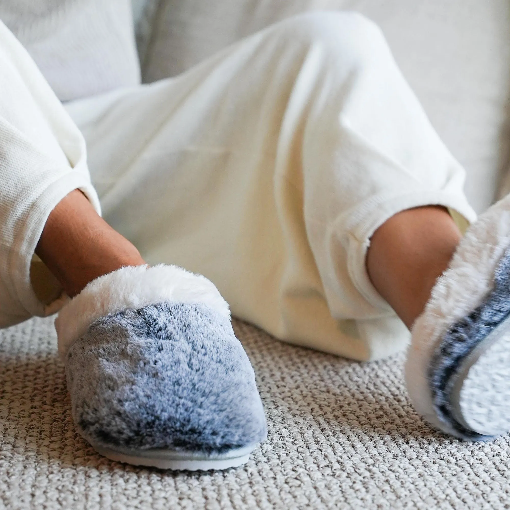 Tipped Fur Scuff Slippers
