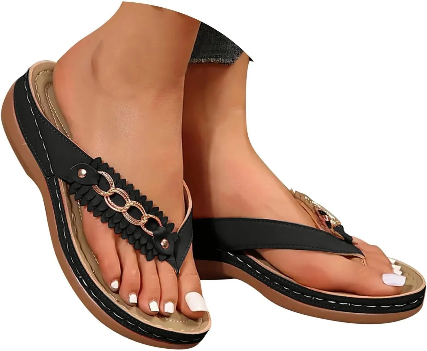 Womens Orthopedic Sandals Athletic Summer Comfort Flip Flops Thong Beach Shoes Slip On Arch Support Slippers