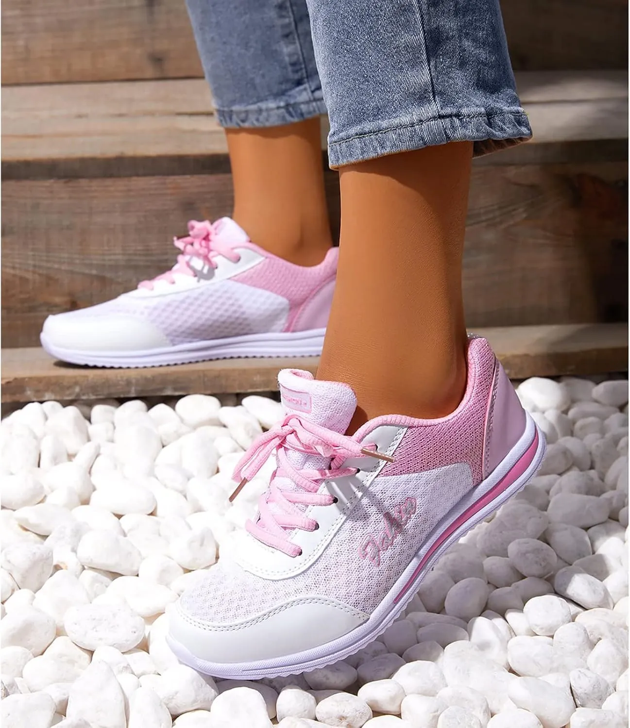 Women's Running Walking Tennis Shoes Comfortable Lace Up Womens Running Shoes Wide Casual Tennis Shoes Wedge Sneakers Waterproof Tennis Shoe Trainers Shoe
